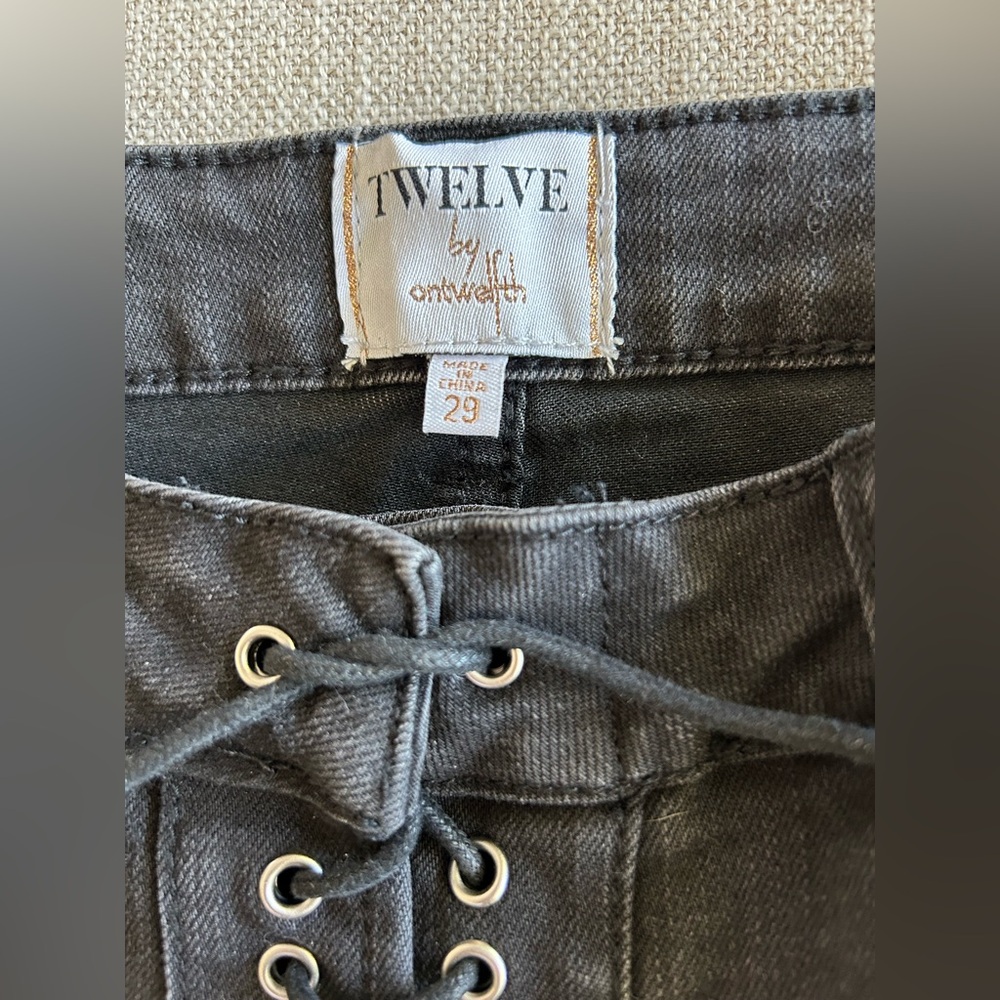 Black Ankle Lace-Up Cropped Jeans NWOT - Picture 2 of 13